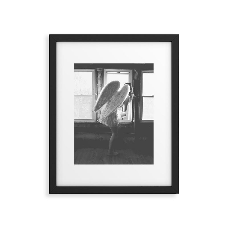 Caught Her Sneaking Out the Bathroom Window female angel black and white photograph - photography - photographs wall decor Framed Art Print Gallery Image 5