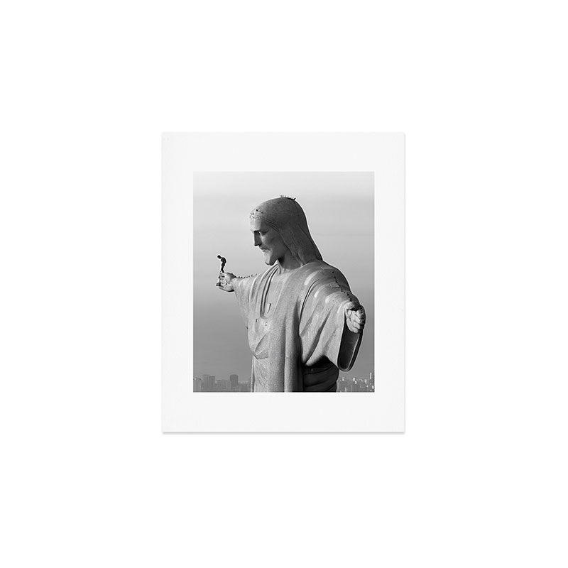 Christ the Redeemer, Rio de Janeiro, Brazil death defying dare devil black and white photography Art Print Gallery Image 1