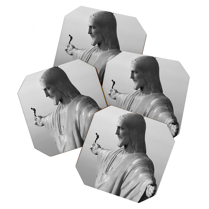 Christ the Redeemer, Rio de Janeiro, Brazil death defying dare devil black and white photography Coaster Gallery Image 1