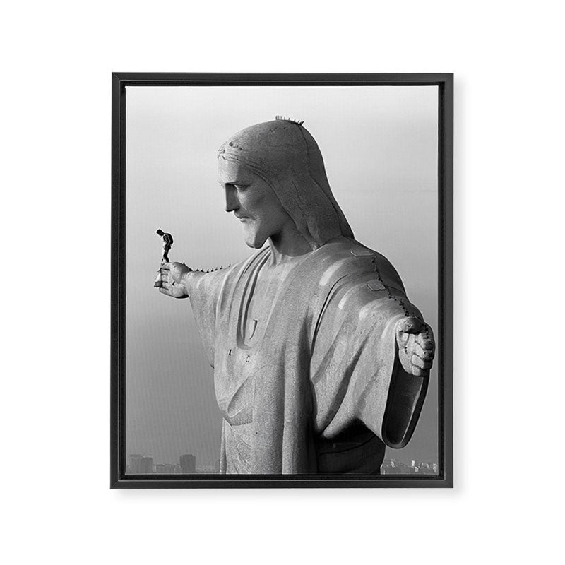 Christ the Redeemer, Rio de Janeiro, Brazil death defying dare devil black and white photography Framed Canvas Print Gallery Image 6