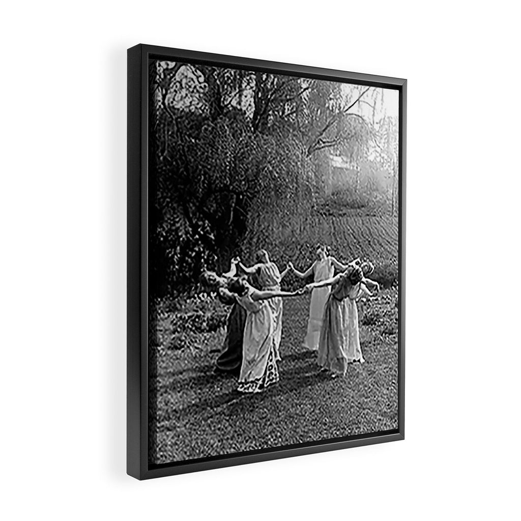 Circle Of Witches, Natchez Trace Vintage Women Dancing black and white photograph - photography - photographs Framed Canvas Print Gallery Image 2