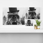 Derby Spectator watching ponies with opera glasses black and white photograph - photography - photographs Canvas Print Gallery Image 3