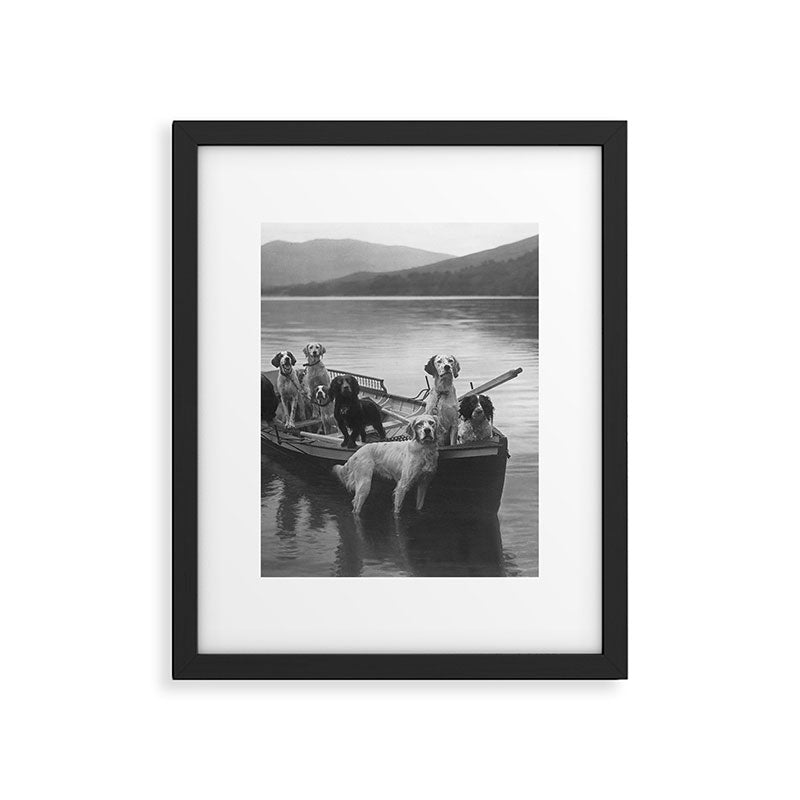 Dogs on a boat black and white canine photograph portrait - photographs - photography Framed Art Print Gallery Image 5