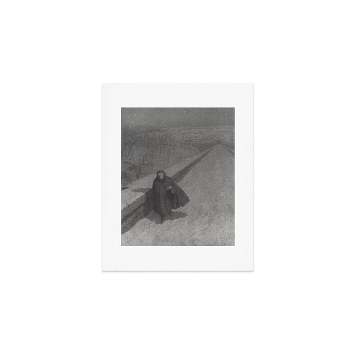 Edgar Allan Poe Walking the Bronx's High Bridge black and white lithograph  Art Print Gallery Image 1