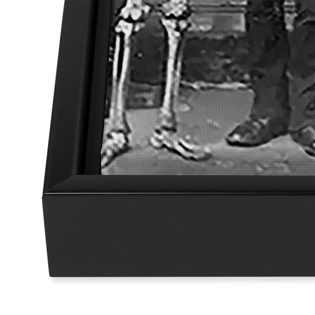 Edgar Allan Poe with Skull and Skeleton macabre black and white photograph Framed Canvas Print Gallery Image 3