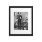 Edgar Allan Poe with Skull and Skeleton macabre black and white photograph Framed Art Print Gallery Image 4
