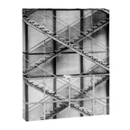 Escape from New York fire escape symmetrical steel staircase architecture black and white photograph Canvas Print Gallery Image 8