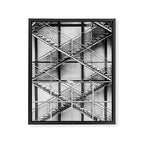 Escape from New York fire escape symmetrical steel staircase architecture black and white photograph Framed Canvas Print Gallery Image 8