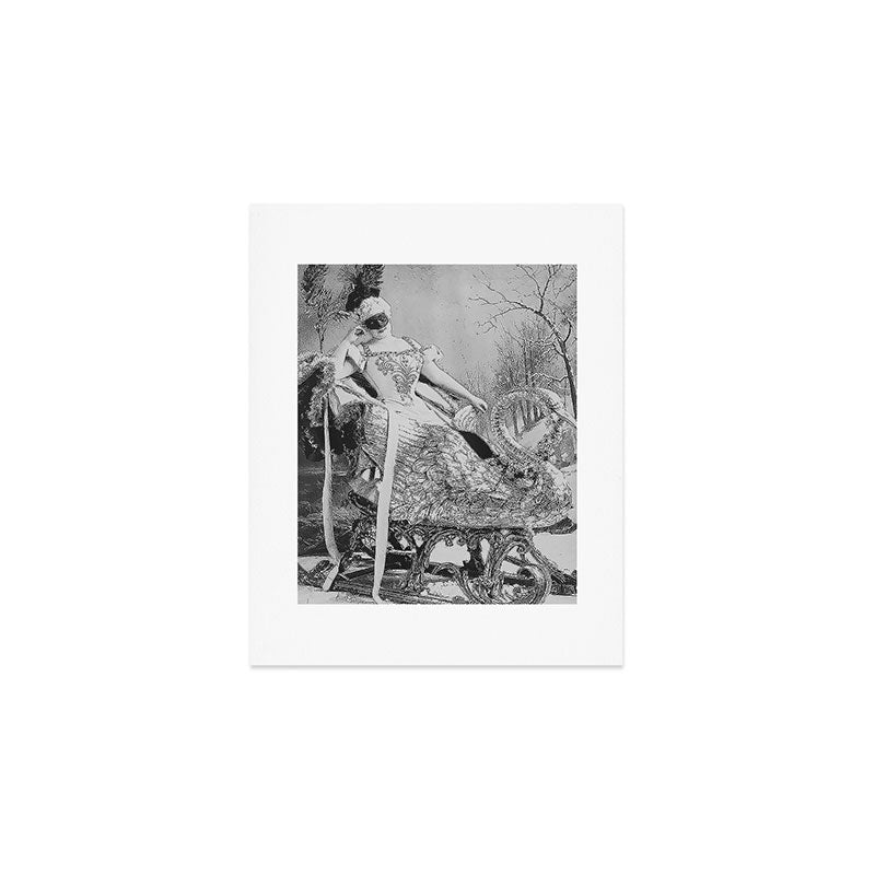 Eyes wide open, Lillian Russell, 1895 seated masquerade ball portrait black and white photograph Art Print Gallery Image 1