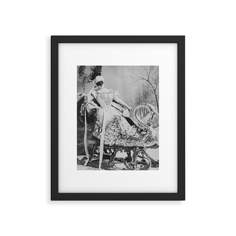 Eyes wide open, Lillian Russell, 1895 seated masquerade ball portrait black and white photograph Framed Art Print Gallery Image 6