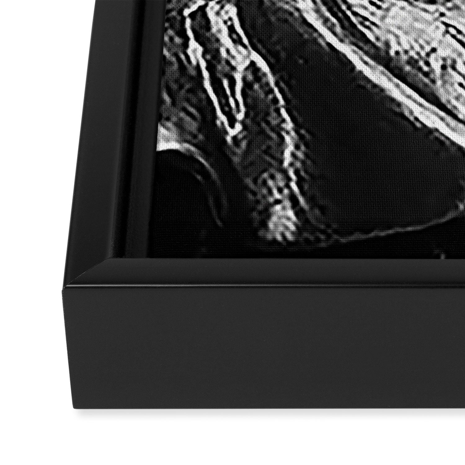 Fearless Girl facing down the Charging Bull statue of Wall Street black and white photography Framed Canvas Print Gallery Image 3