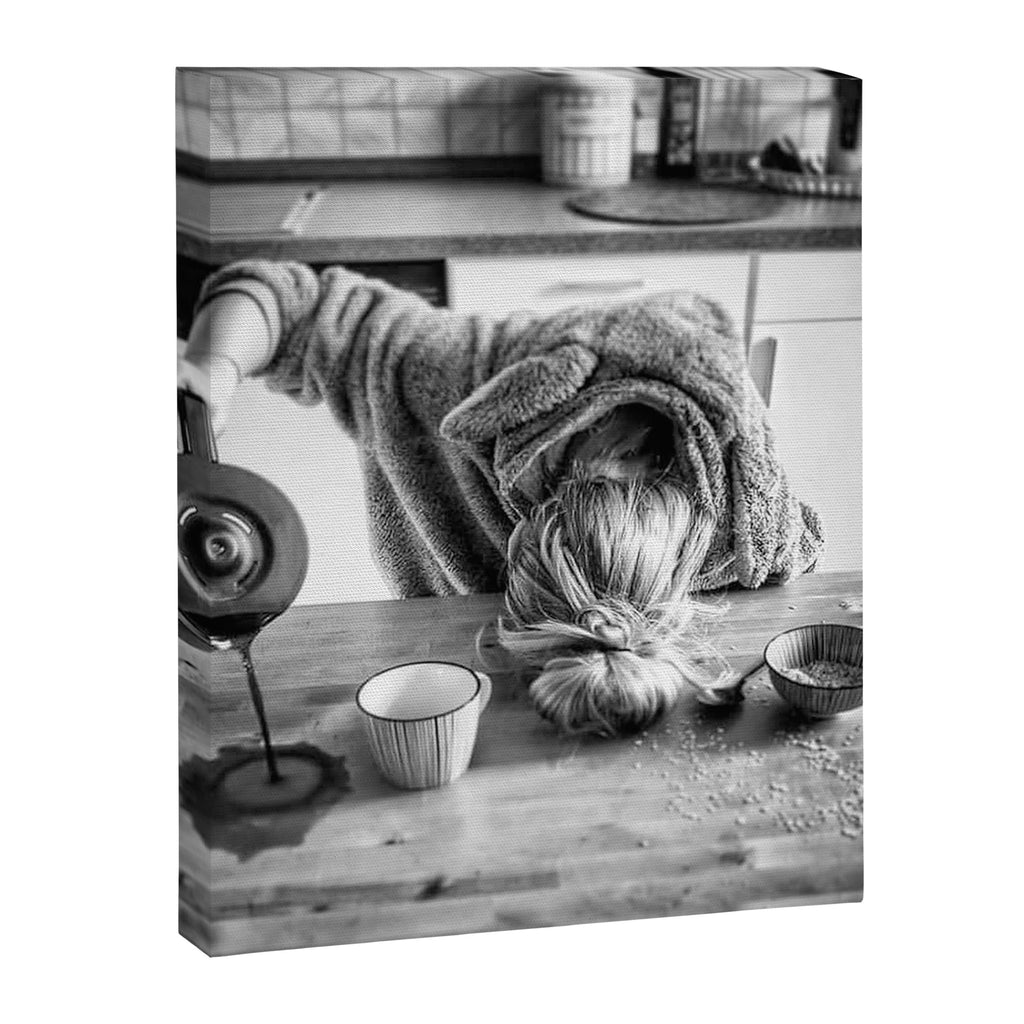 First I Drink the Coffee, Then I do the Stuff - hangover black and white photograph / photography Canvas Print Gallery Image 8