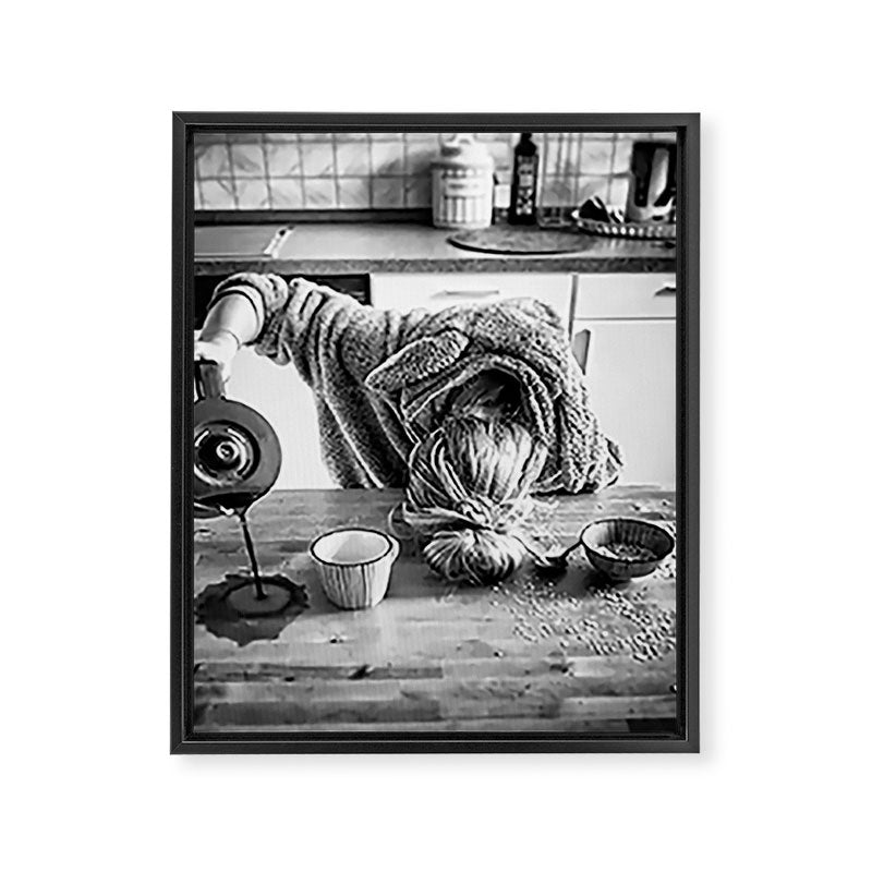 First I Drink the Coffee, Then I do the Stuff - hangover black and white photograph / photography Framed Canvas Print Gallery Image 8