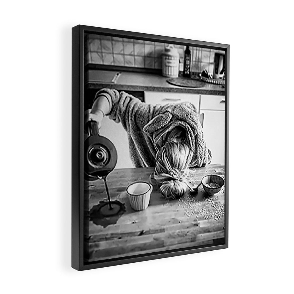 First I Drink the Coffee, Then I do the Stuff - hangover black and white photograph / photography Framed Canvas Print Gallery Image 2