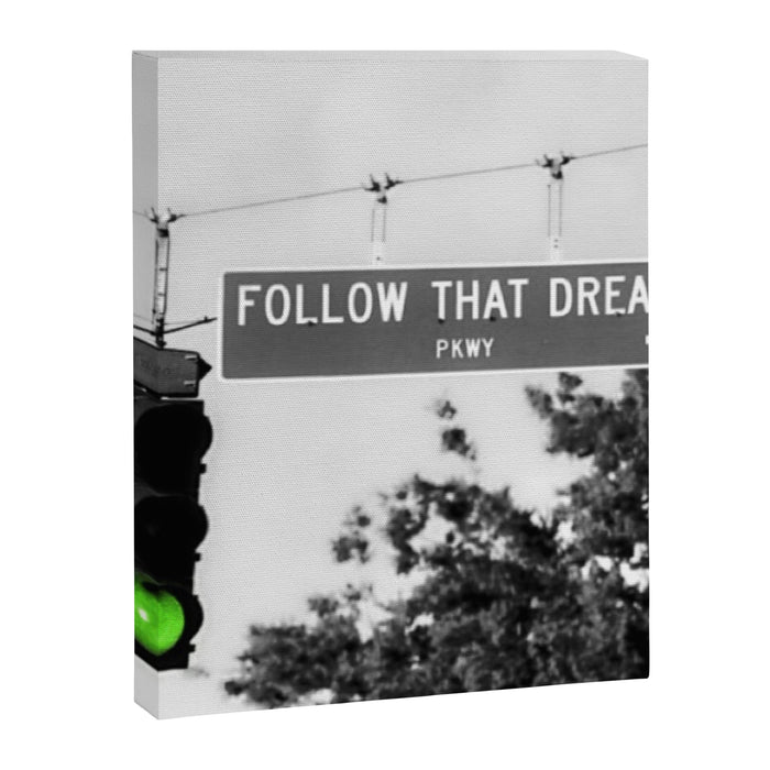 Follow That Dream Parkway black and white inspirational photograph / art photography Canvas Print Gallery Image 1