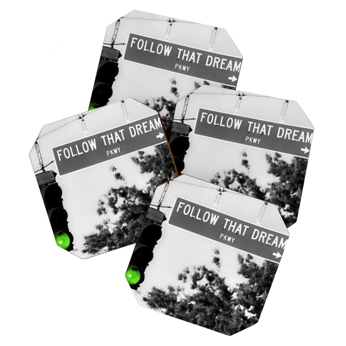 Follow That Dream Parkway black and white inspirational photograph / art photography Coaster Gallery Image 1