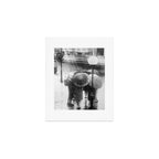 Friends in the Rain with Umbrellas black and white photography Art Print Gallery Image 1