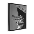 Gatorland Zoo alligator statue Route 1 St. Augustine, Florida everglades black and white photograph Framed Canvas Print Gallery Image 2