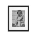 Giving all your effort - funny baby potty training on the pot black and white photograph  Framed Art Print Gallery Image 5