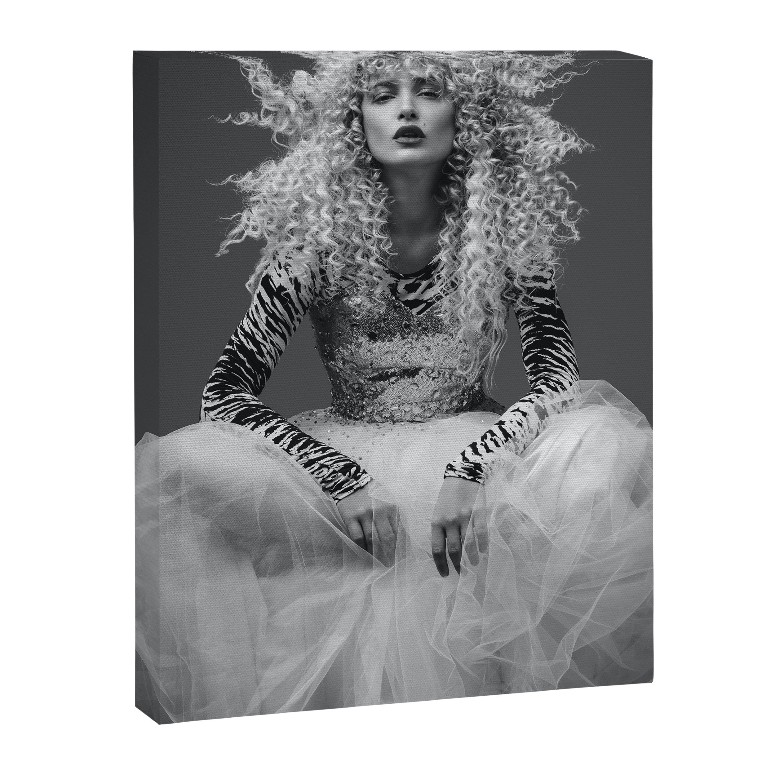 Goldilocks and the three makeup artists female fashion & glamour beautiful blond curls black and white photography - photograph - photographs Canvas Print Gallery Image 8