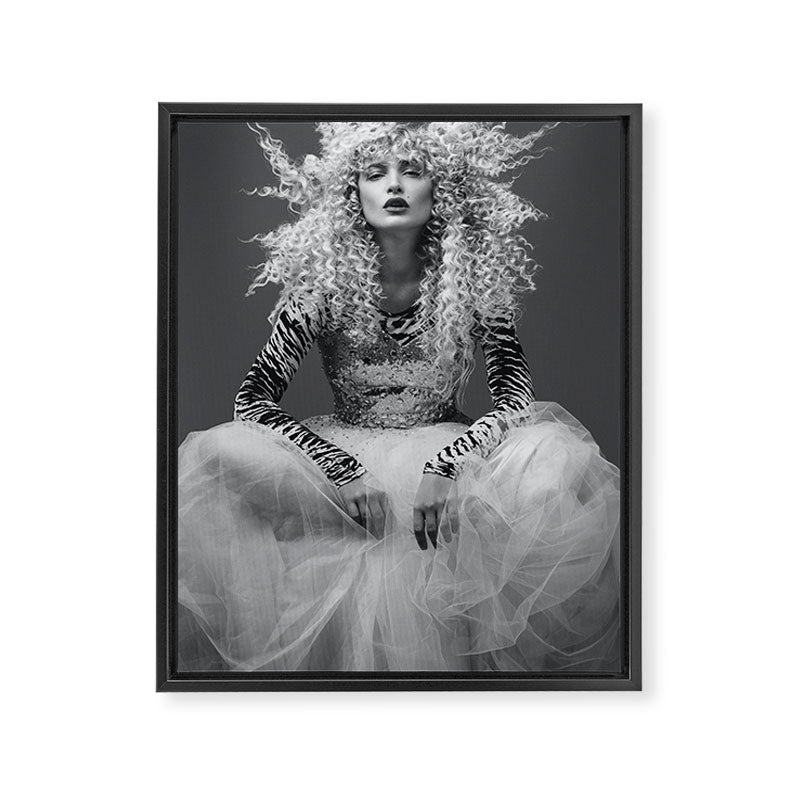 Goldilocks and the three makeup artists female fashion & glamour beautiful blond curls black and white photography - photograph - photographs Framed Canvas Print Gallery Image 8