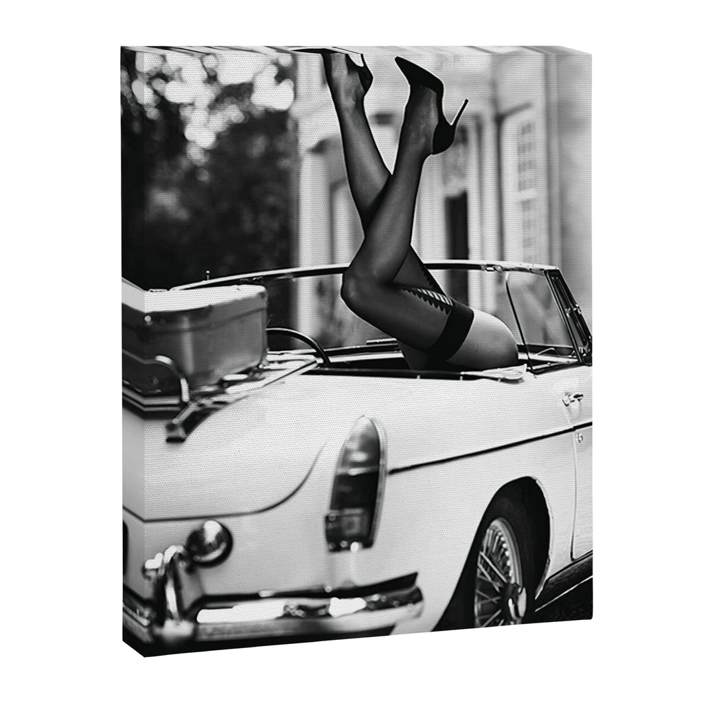 Head over heels stockings and lace high heel female model portrait black and white photograph - photography - photographs Canvas Print Gallery Image 8