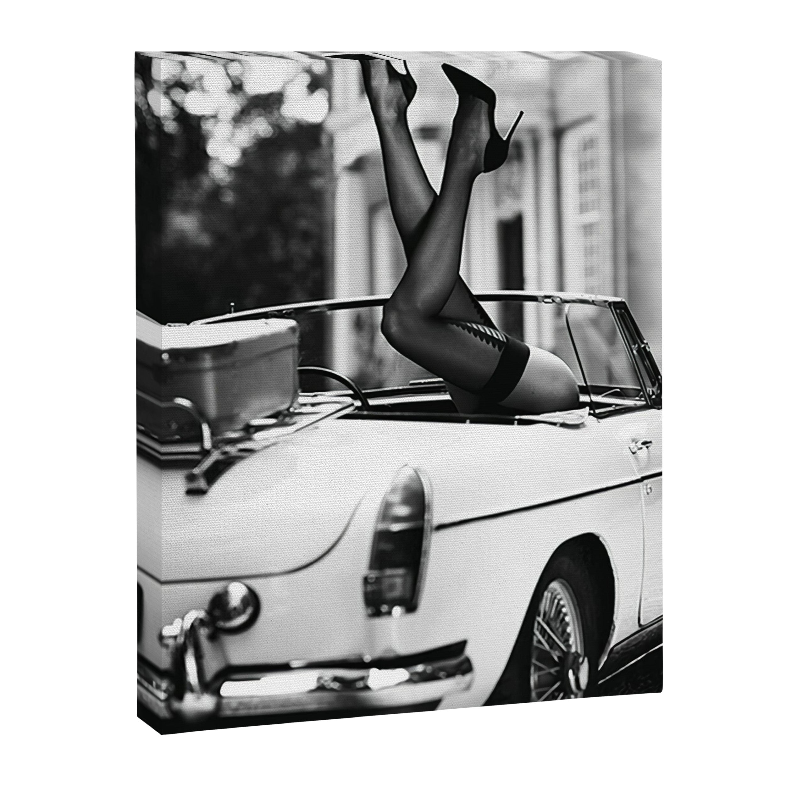 Head over heels stockings and lace high heel female model portrait black and white photograph - photography - photographs Canvas Print Gallery Image 8