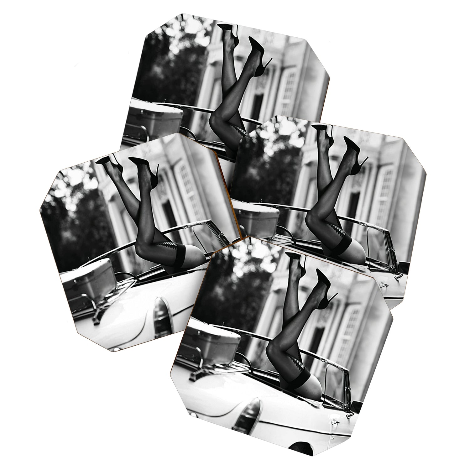 Head over heels stockings and lace high heel female model portrait black and white photograph - photography - photographs Coaster Gallery Image 1