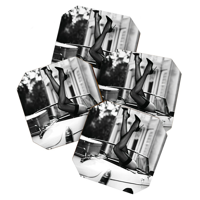 Head over heels stockings and lace high heel female model portrait black and white photograph - photography - photographs Coaster Gallery Image 1