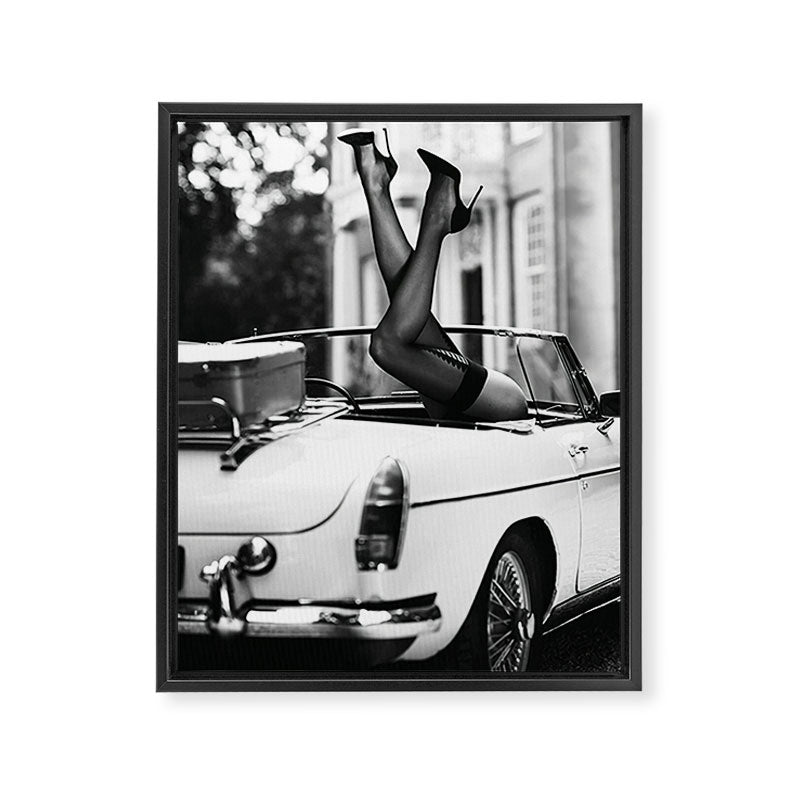 Head over heels stockings and lace high heel female model portrait black and white photograph - photography - photographs Framed Canvas Print Gallery Image 8