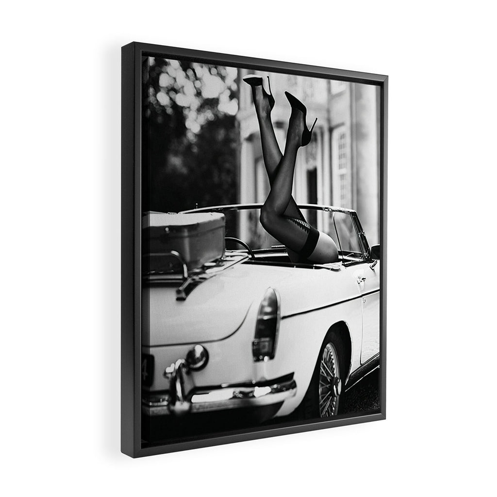 Head over heels stockings and lace high heel female model portrait black and white photograph - photography - photographs Framed Canvas Print Gallery Image 2