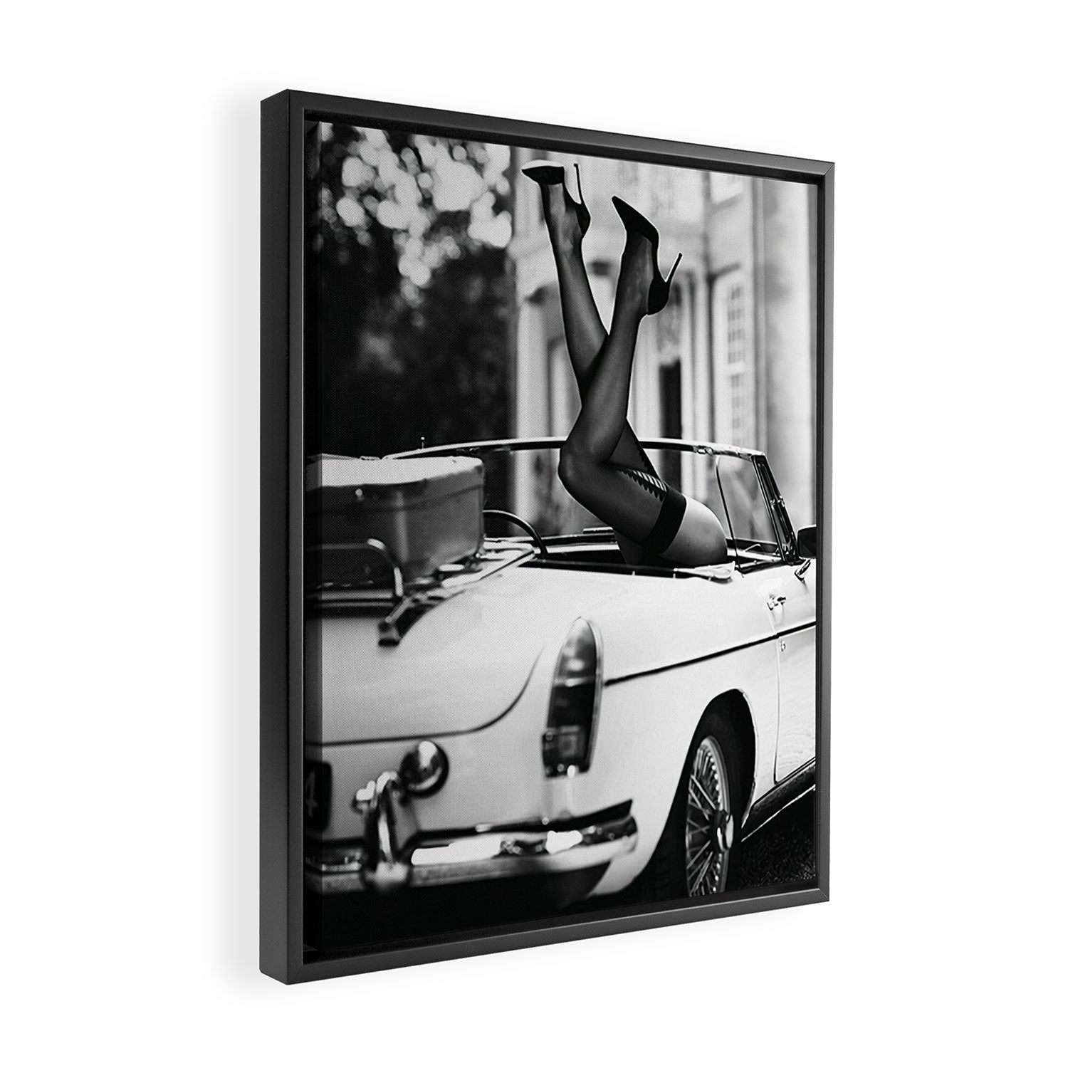Head over heels stockings and lace high heel female model portrait black and white photograph - photography - photographs Framed Canvas Print Gallery Image 2