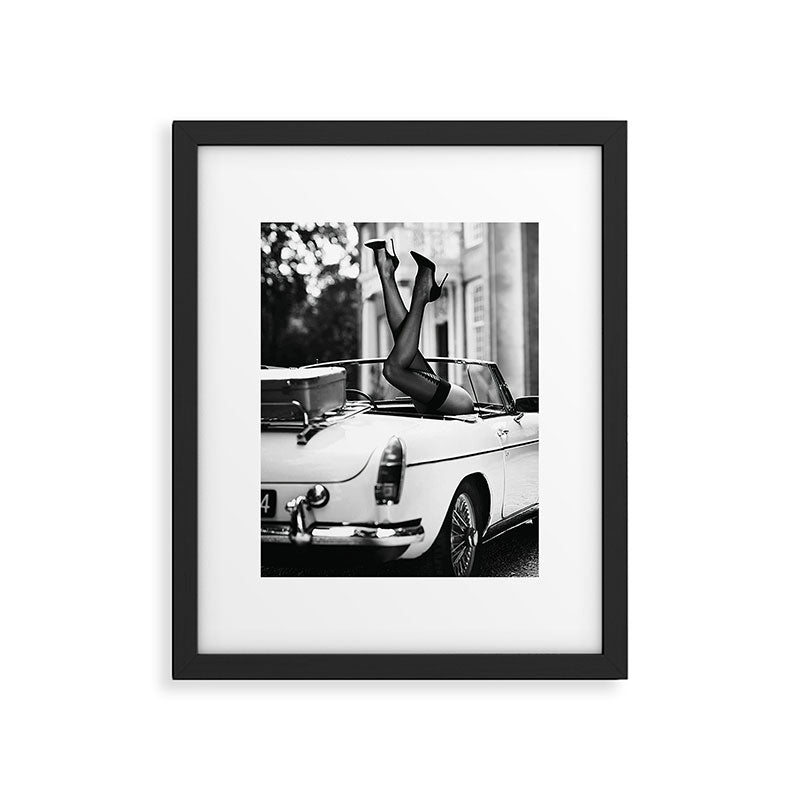 Head over heels stockings and lace high heel female model portrait black and white photograph - photography - photographs Framed Art Print Gallery Image 4
