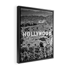 Hollywood Sign, Hollywood Hill, California landscape black and white photograph Framed Canvas Print Gallery Image 2