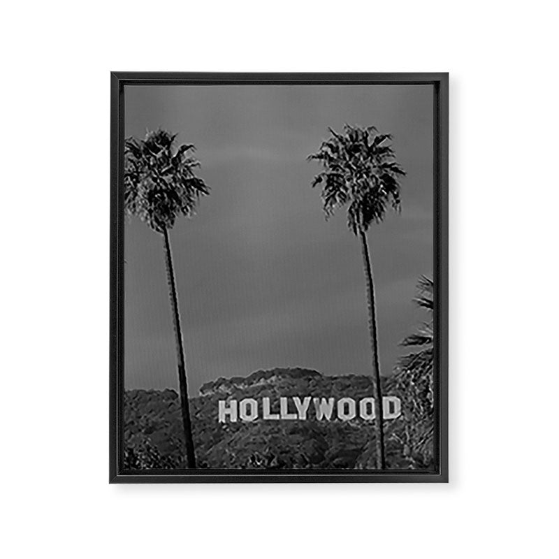 Hollywood Sign, Los Angeles, California black and white photograph / black and white photography Framed Canvas Print Gallery Image 8