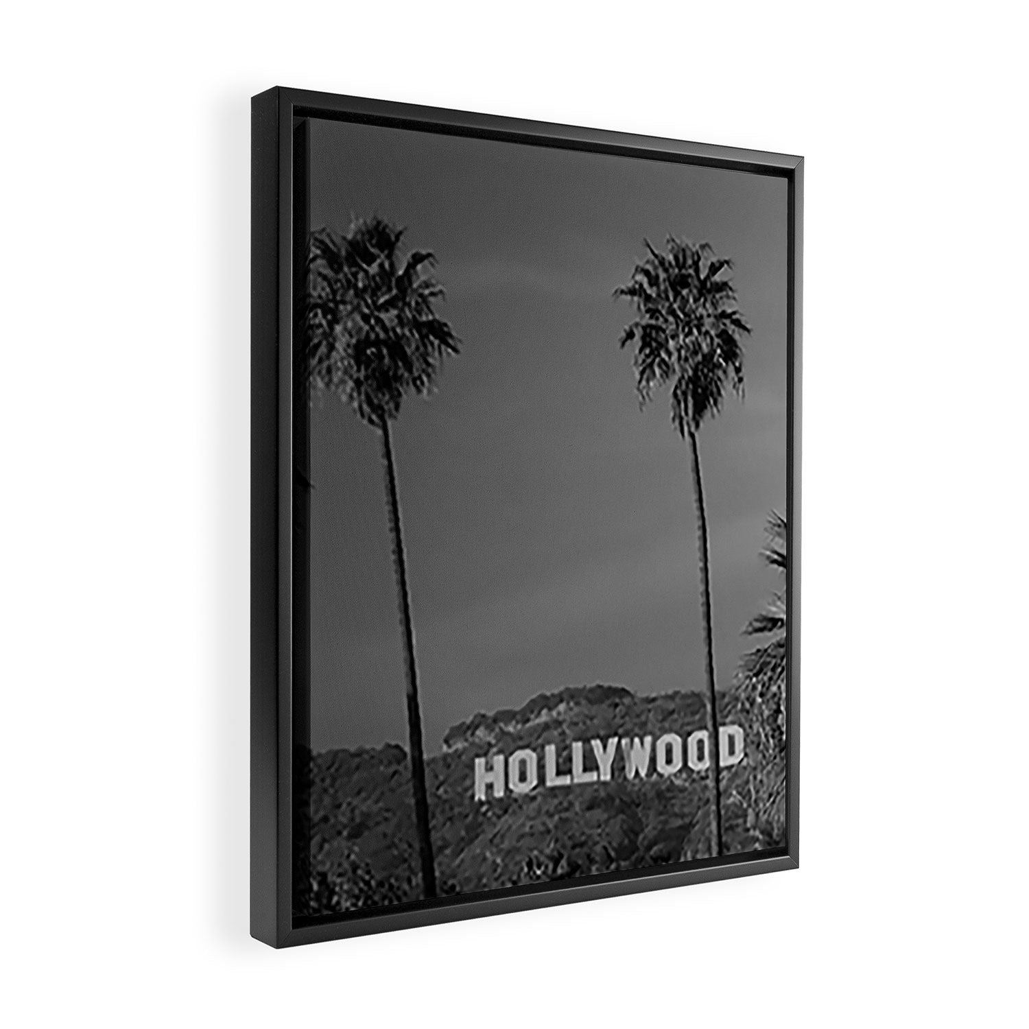Hollywood Sign, Los Angeles, California black and white photograph / black and white photography Framed Canvas Print Gallery Image 2