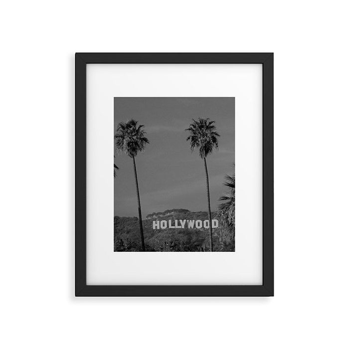 Hollywood Sign, Los Angeles, California black and white photograph / black and white photography Framed Art Print Gallery Image 1