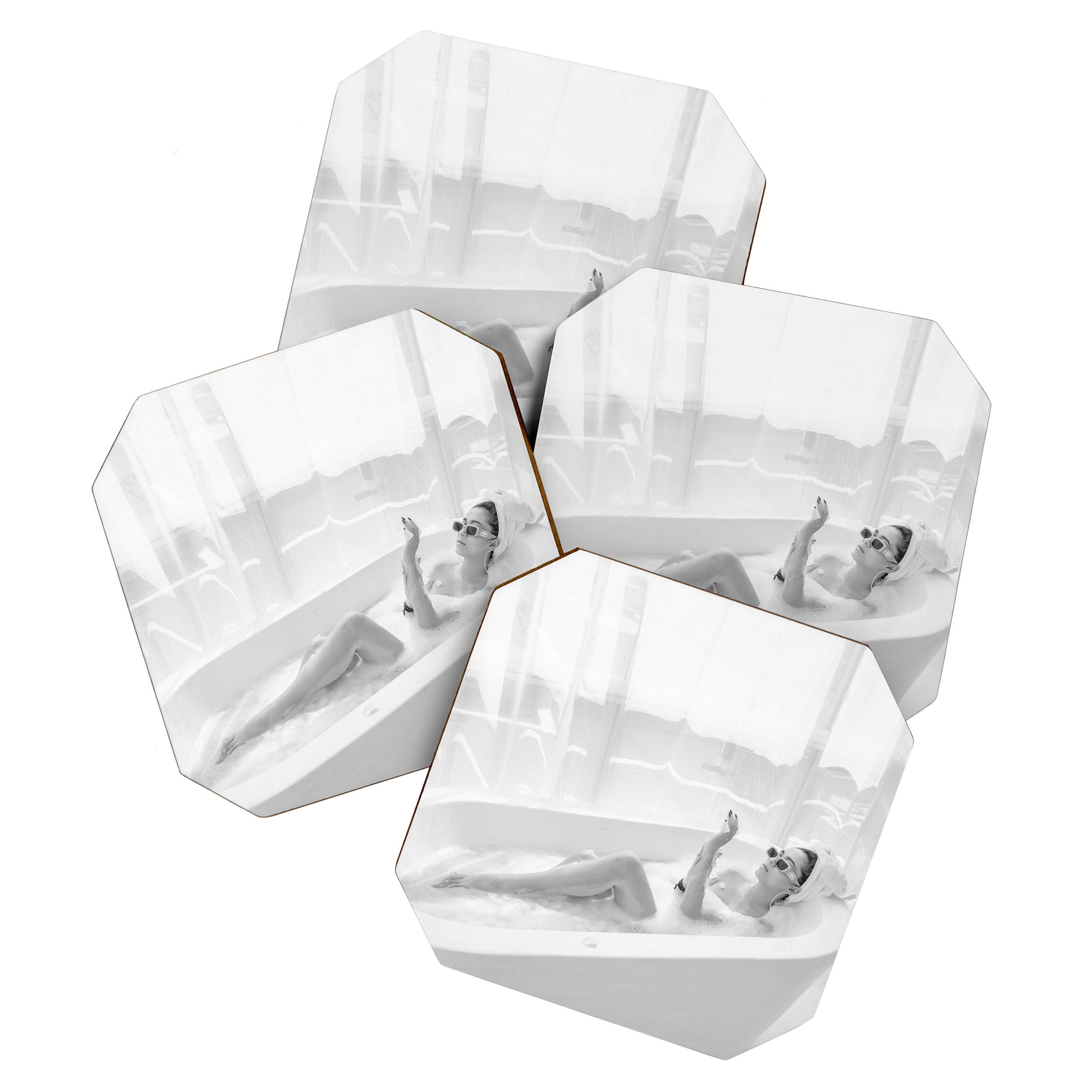 How to live, die, & stay cool in L.A. - Young woman in sunglasses taking a bath black and white photograph - photography - photographs Coaster Gallery Image 1