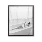 How to live, die, & stay cool in L.A. - Young woman in sunglasses taking a bath black and white photograph - photography - photographs Framed Canvas Print Gallery Image 6