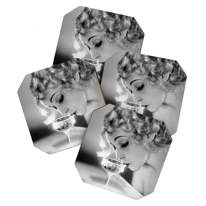 Jazz Age Blond Sipping Champagne black and white photograph / photography Coaster Gallery Image 1