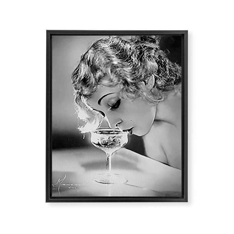 Jazz Age Blond Sipping Champagne black and white photograph / photography Framed Canvas Print Gallery Image 6