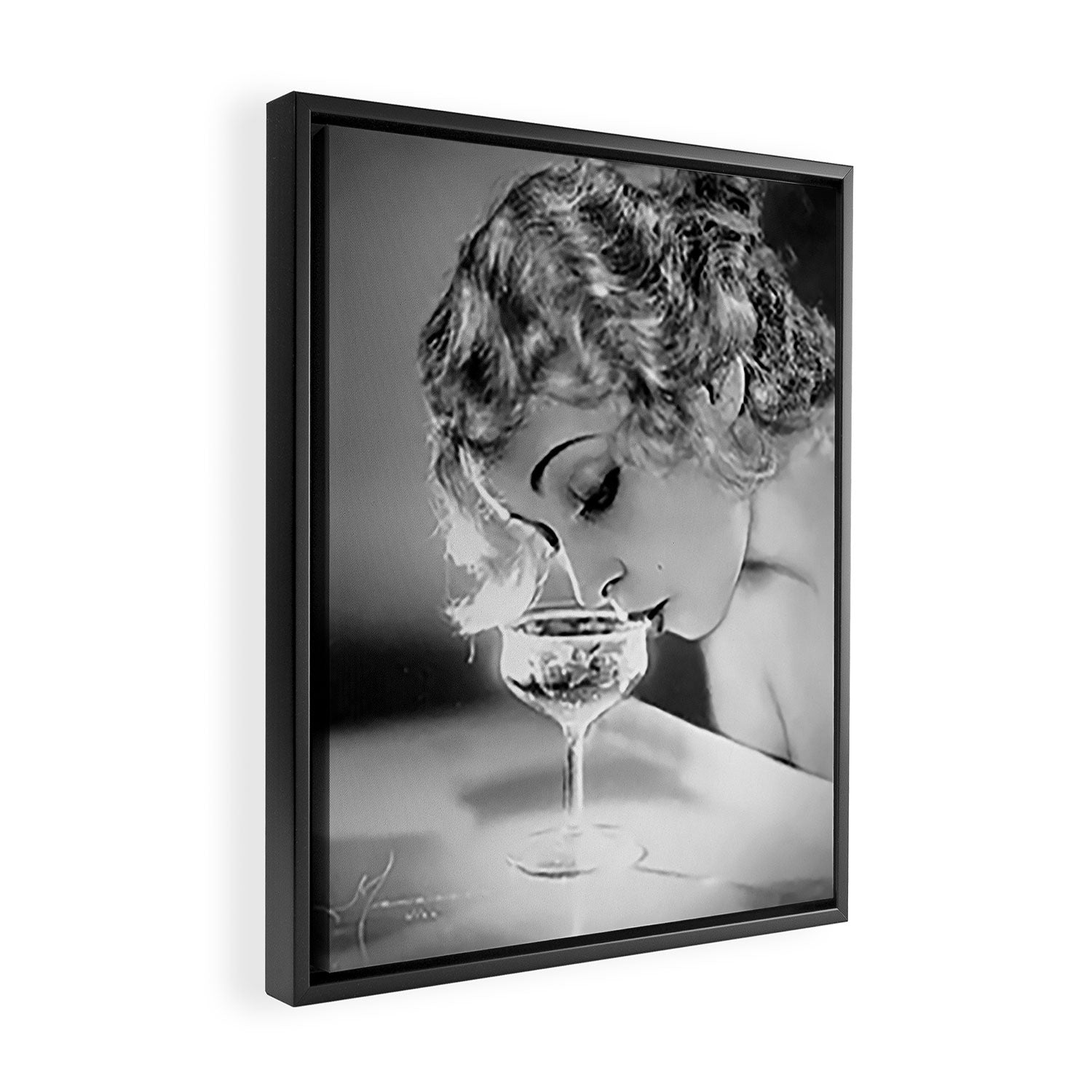 Jazz Age Blond Sipping Champagne black and white photograph / photography Framed Canvas Print Gallery Image 2