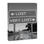 Lost; Very Lost funny roadsign humorous black and white quote photograph - photography - photographs Canvas Print Gallery Image 6