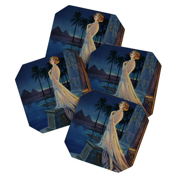 Melody of Ancient Egypt Art Deco romantic female figure by the River Nile painting by Henry Clive Coaster Gallery Image 1
