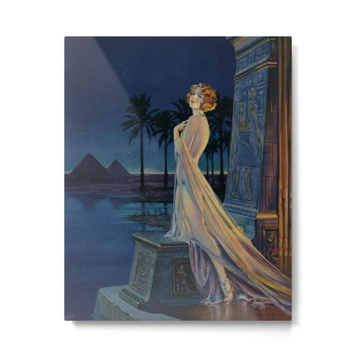 Melody of Ancient Egypt Art Deco romantic female figure by the River Nile painting by Henry Clive Metal Print Gallery Image 1