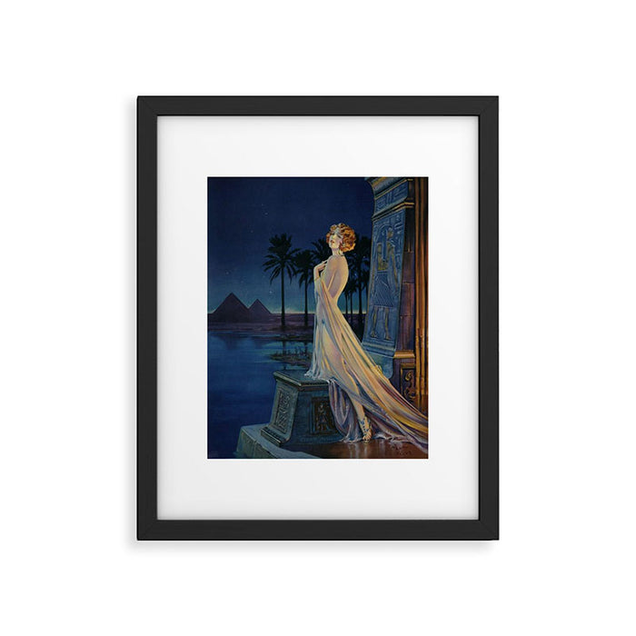 Melody of Ancient Egypt Art Deco romantic female figure by the River Nile painting by Henry Clive Framed Art Print Gallery Image 1