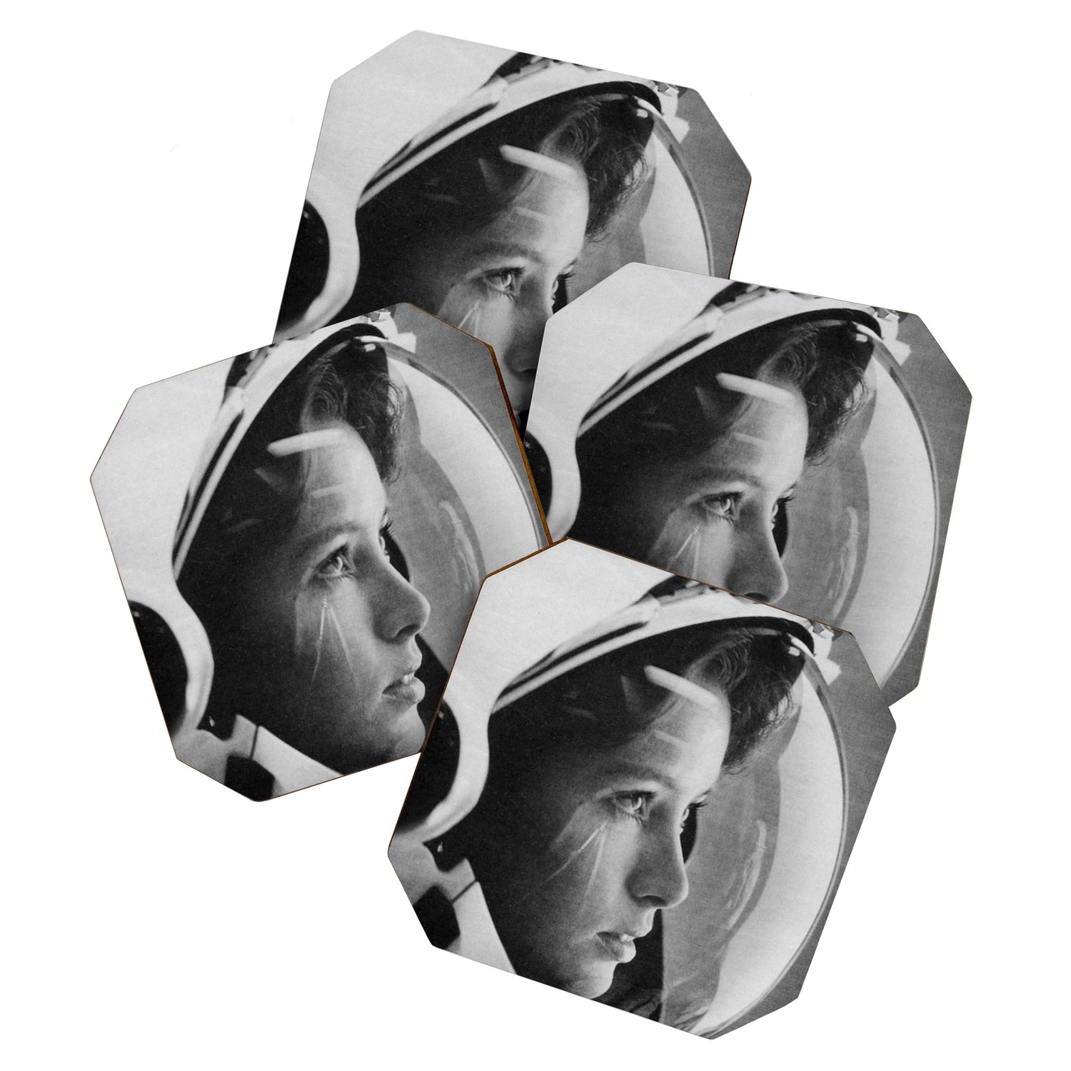 NASA Astronaut, Anna Fisher, black and white photograph Coaster Gallery Image 1