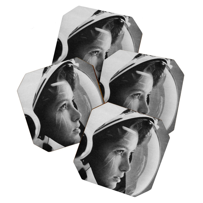 NASA Astronaut, Anna Fisher, black and white photograph Coaster Gallery Image 1