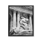 New York Public Library Lion and Facade New York City black and white photograph Framed Canvas Print Gallery Image 6