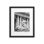 New York Public Library Lion and Facade New York City black and white photograph Framed Art Print Gallery Image 5